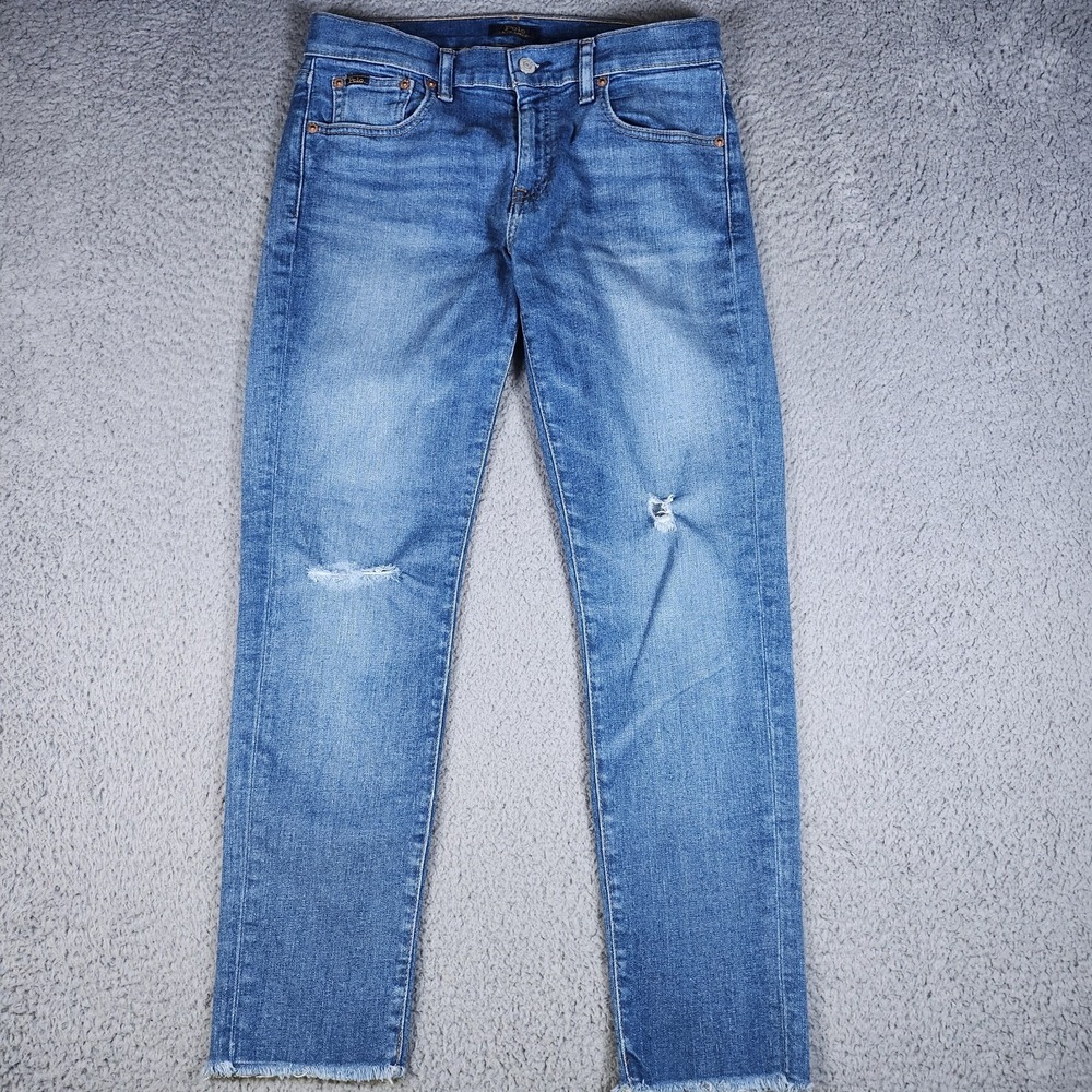 Polo Ralph Lauren Tompkins Skinny Jeans Womens Sz 29 Blue Hem‎ Fray Mid Rise EUC